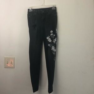 Distressed Skinnies with Floral Embroidery